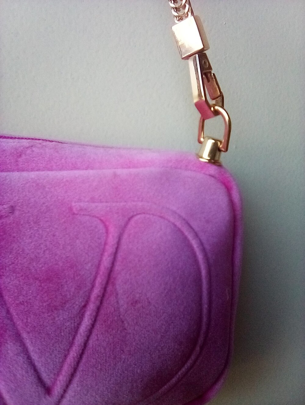 Valentino Pink Suede Monogram Shoulder Bag - Picture 6 of 11